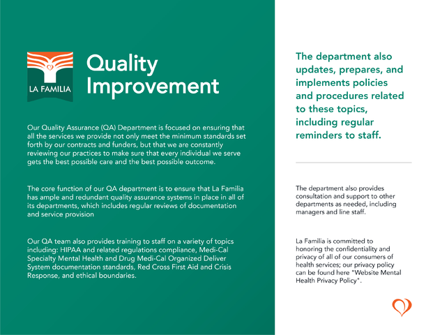 La Familia quality improvement report